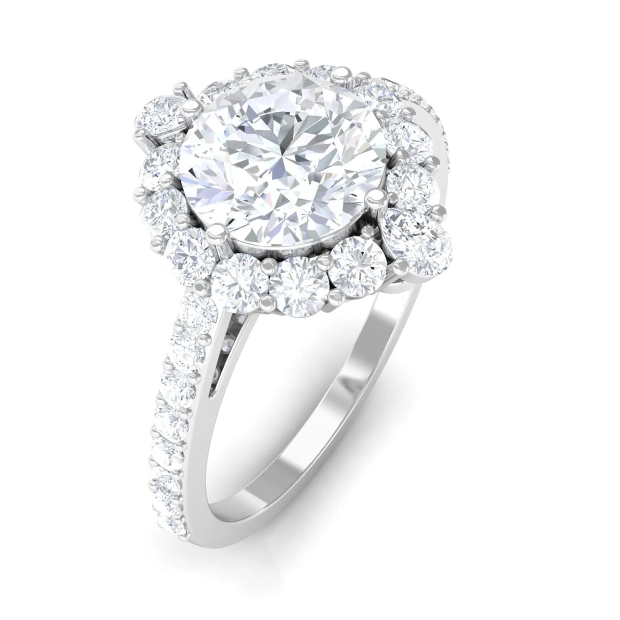 2.25 CT Zircon Halo Engagement Ring in Gold