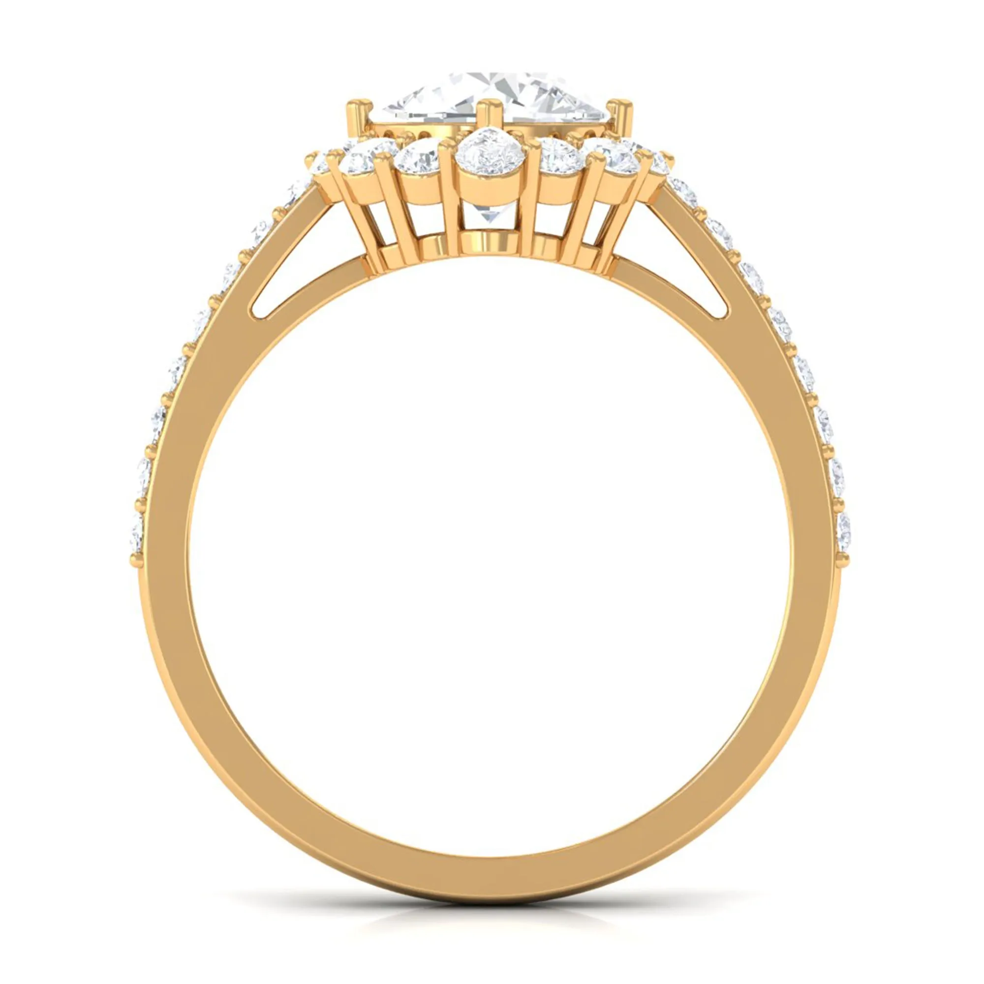 2.25 CT Zircon Halo Engagement Ring in Gold
