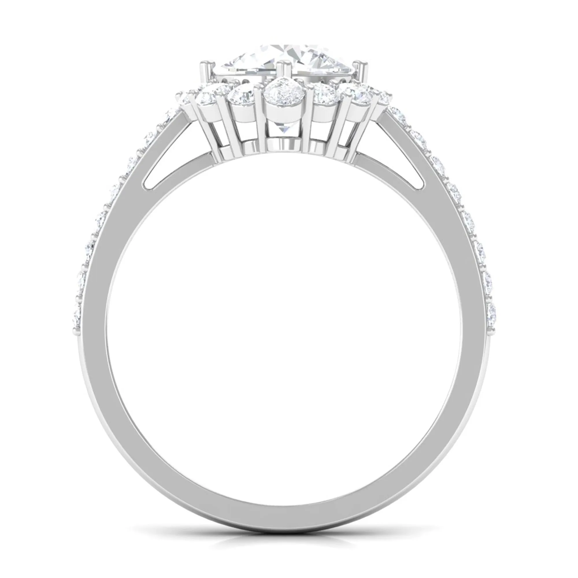 2.25 CT Zircon Halo Engagement Ring in Gold