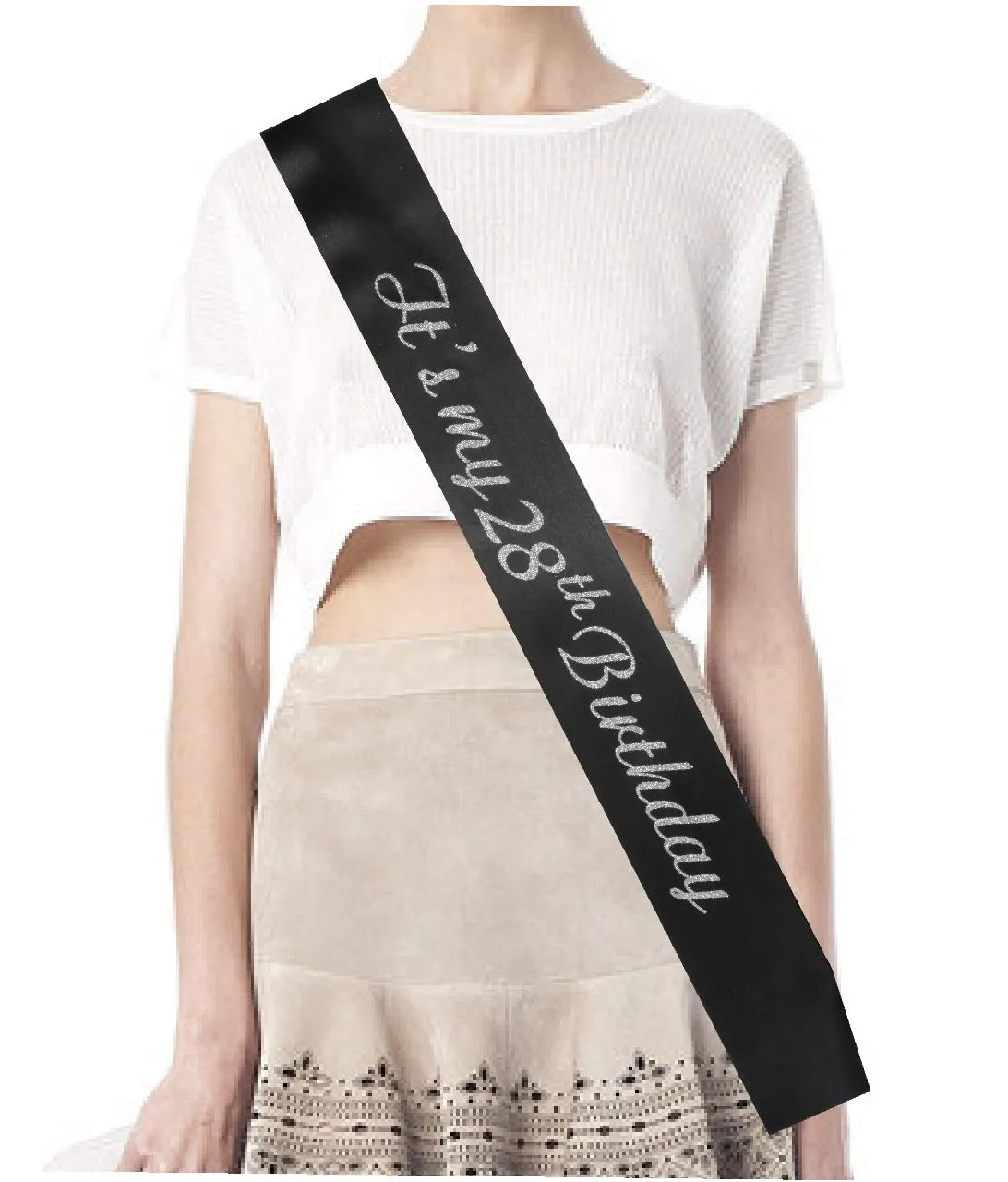 28th Birthday for Women, 28th Birthday Tiara and Sash, HAPPY 28th Birthday Party Supplies