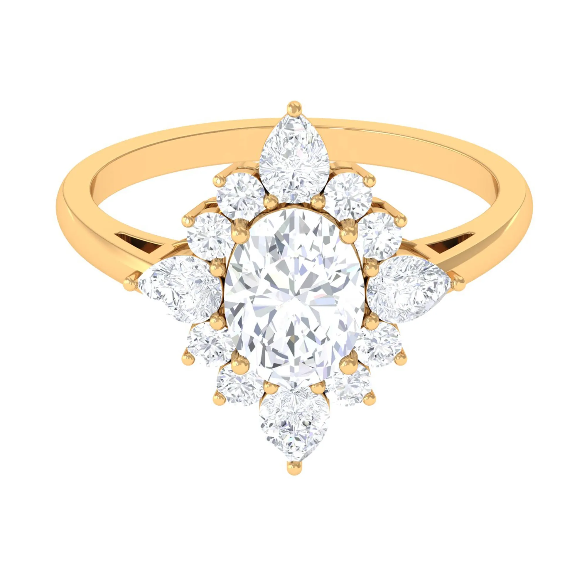 3 CT Oval Zircon Statement Engagement Ring in Gold