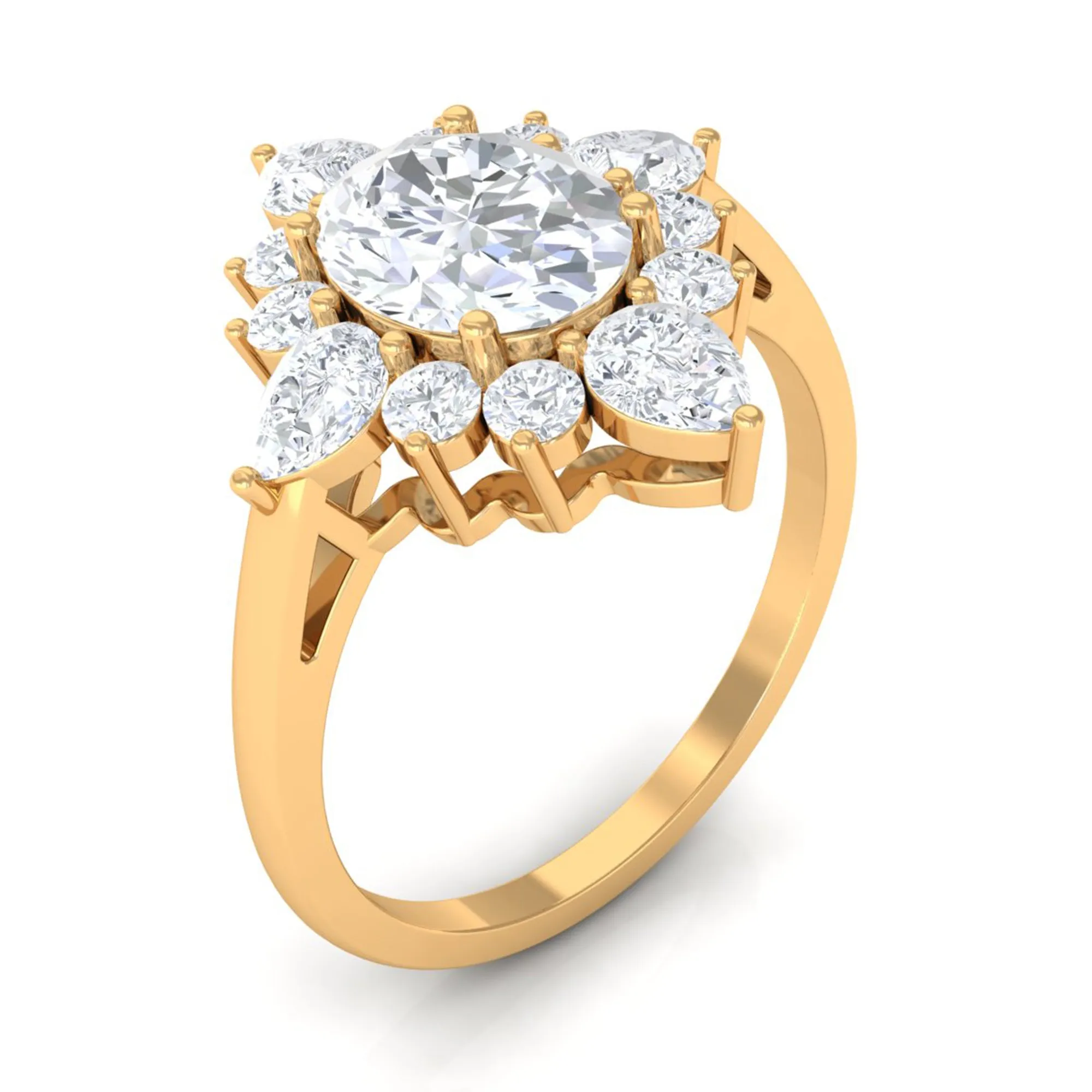 3 CT Oval Zircon Statement Engagement Ring in Gold
