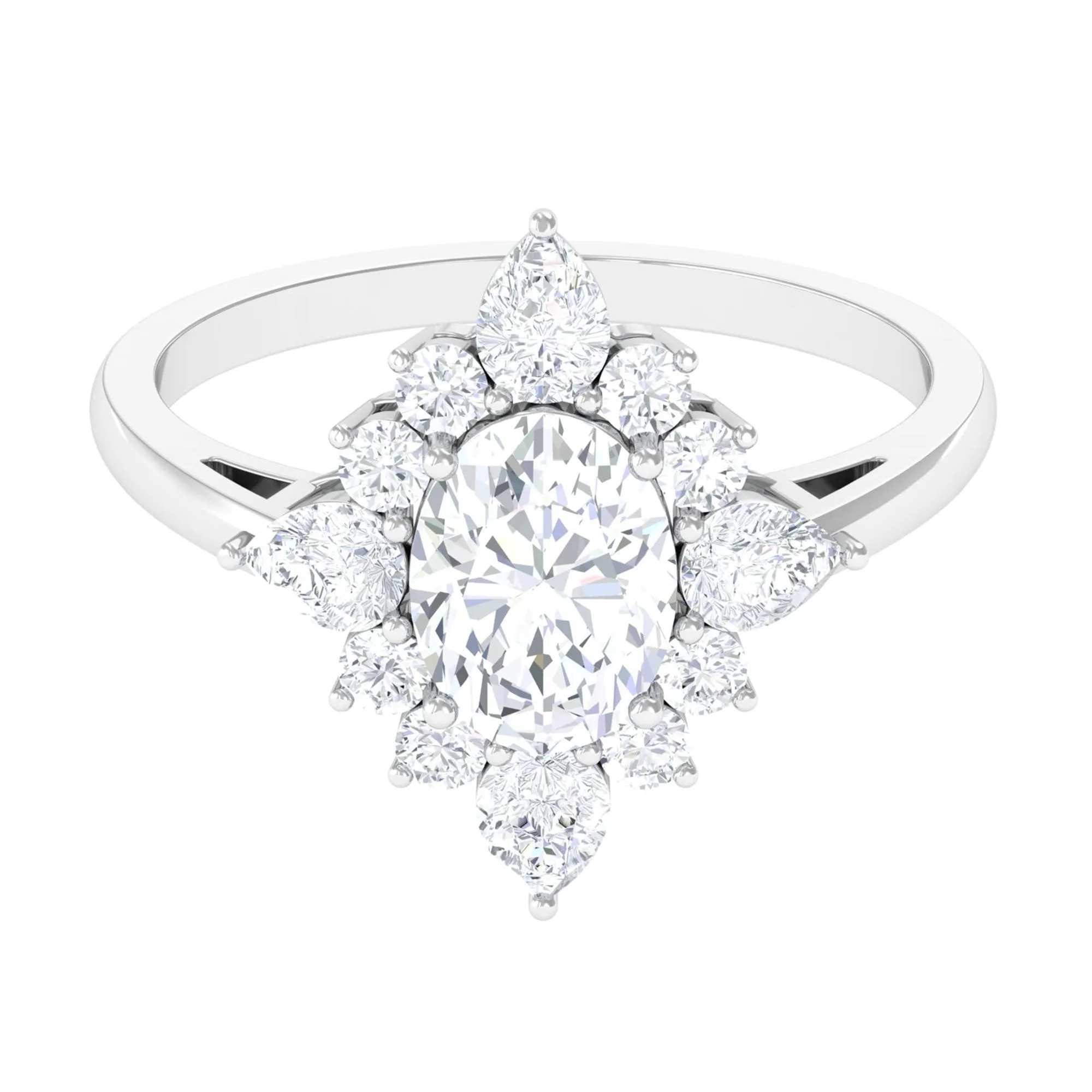 3 CT Oval Zircon Statement Engagement Ring in Gold