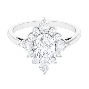3 CT Oval Zircon Statement Engagement Ring in Gold