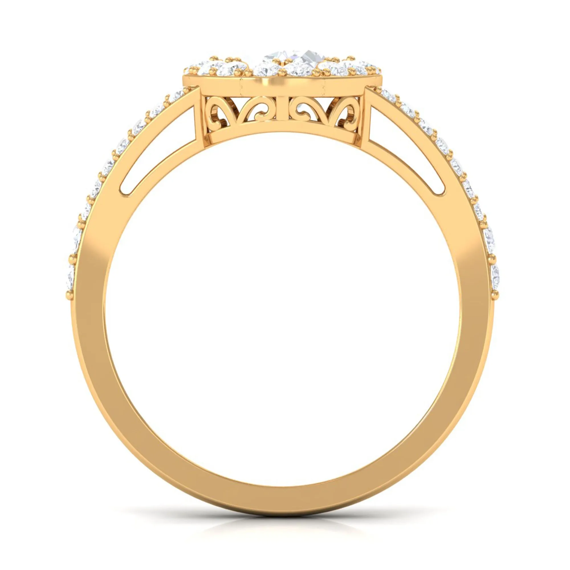 3 CT Split Shank Zircon Oval Engagement Ring in Gold