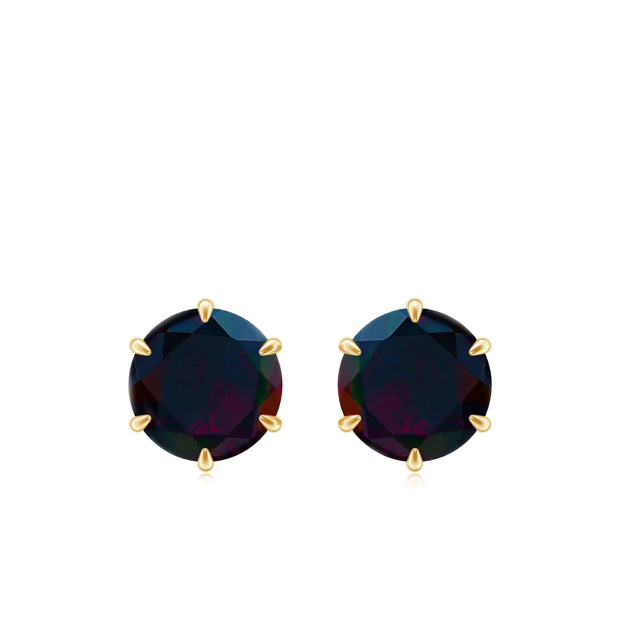 6 MM Claw Set Black Opal Solitaire Stud earrings