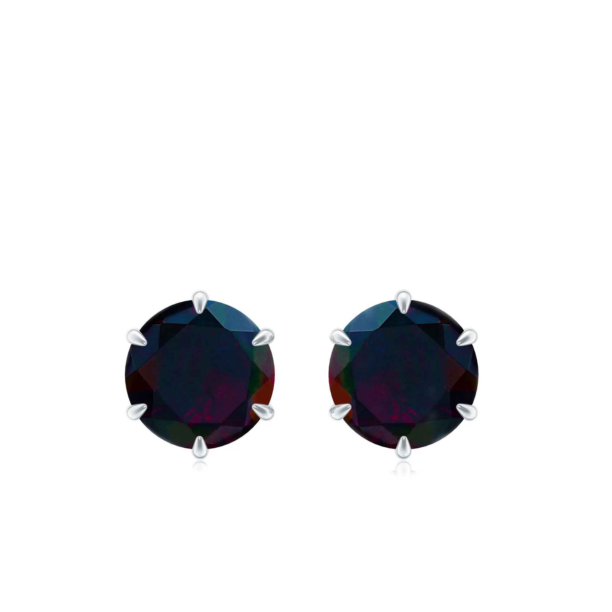 6 MM Claw Set Black Opal Solitaire Stud earrings