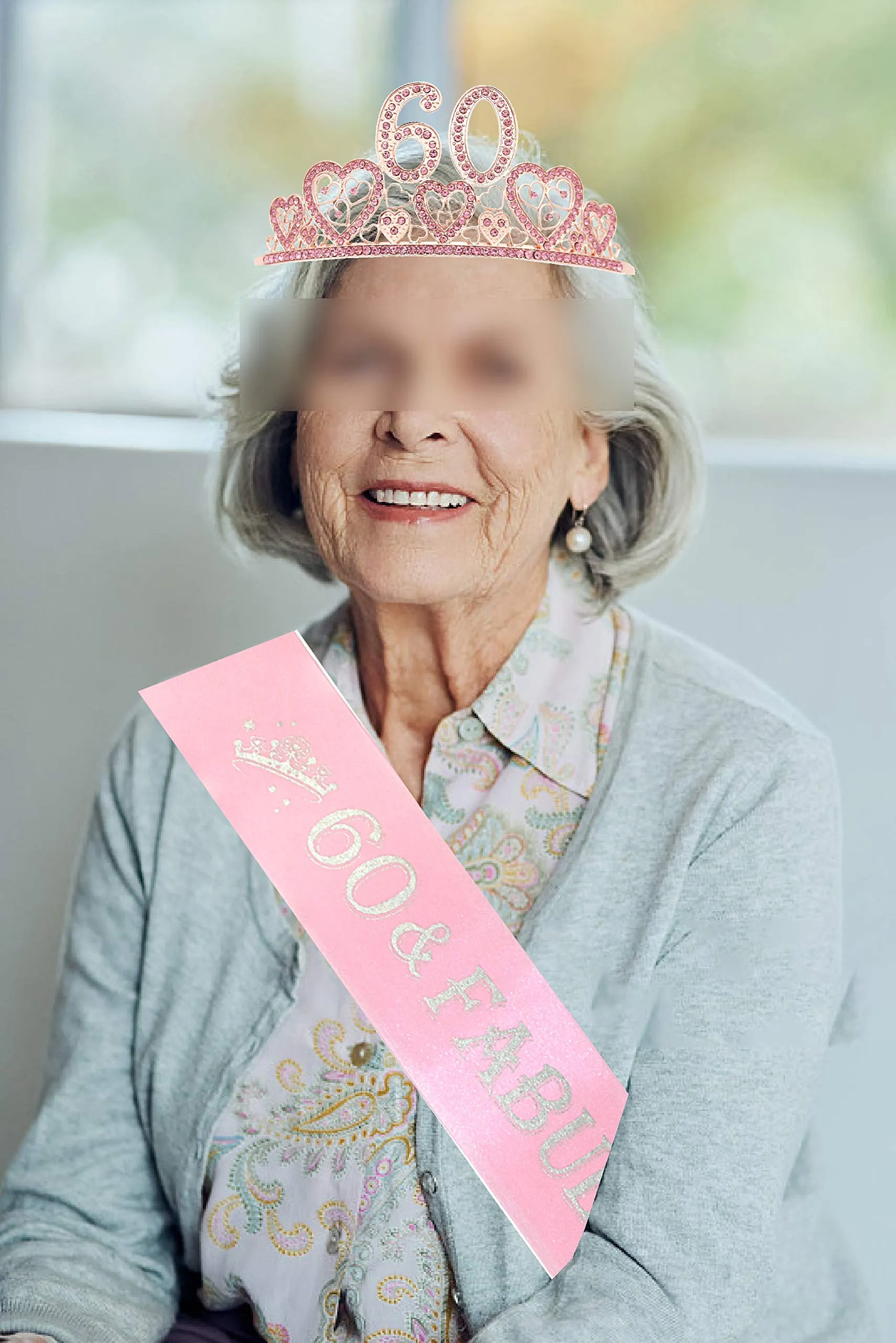 60th Birthday Gifts for Women, 60th Birthday Crown and Sash for Women, 60th Birthday
