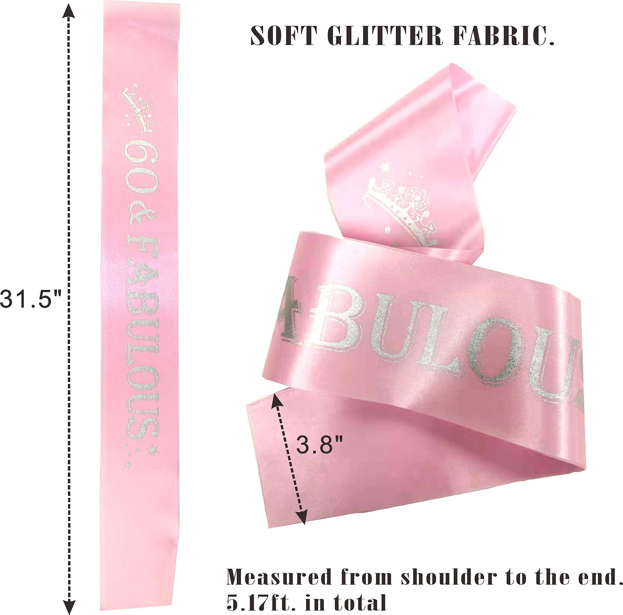 60th Birthday Gifts for Women, 60th Birthday Crown and Sash for Women, 60th Birthday