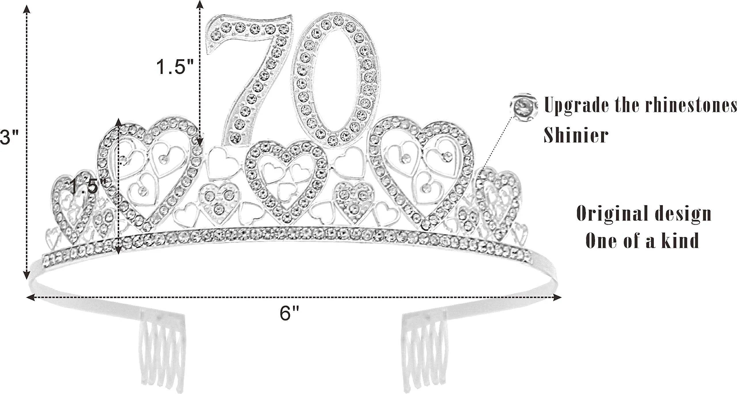 70th Birthday Gifts for Women, 70th Birthday Crown and Sash for Women, 70th Birthday