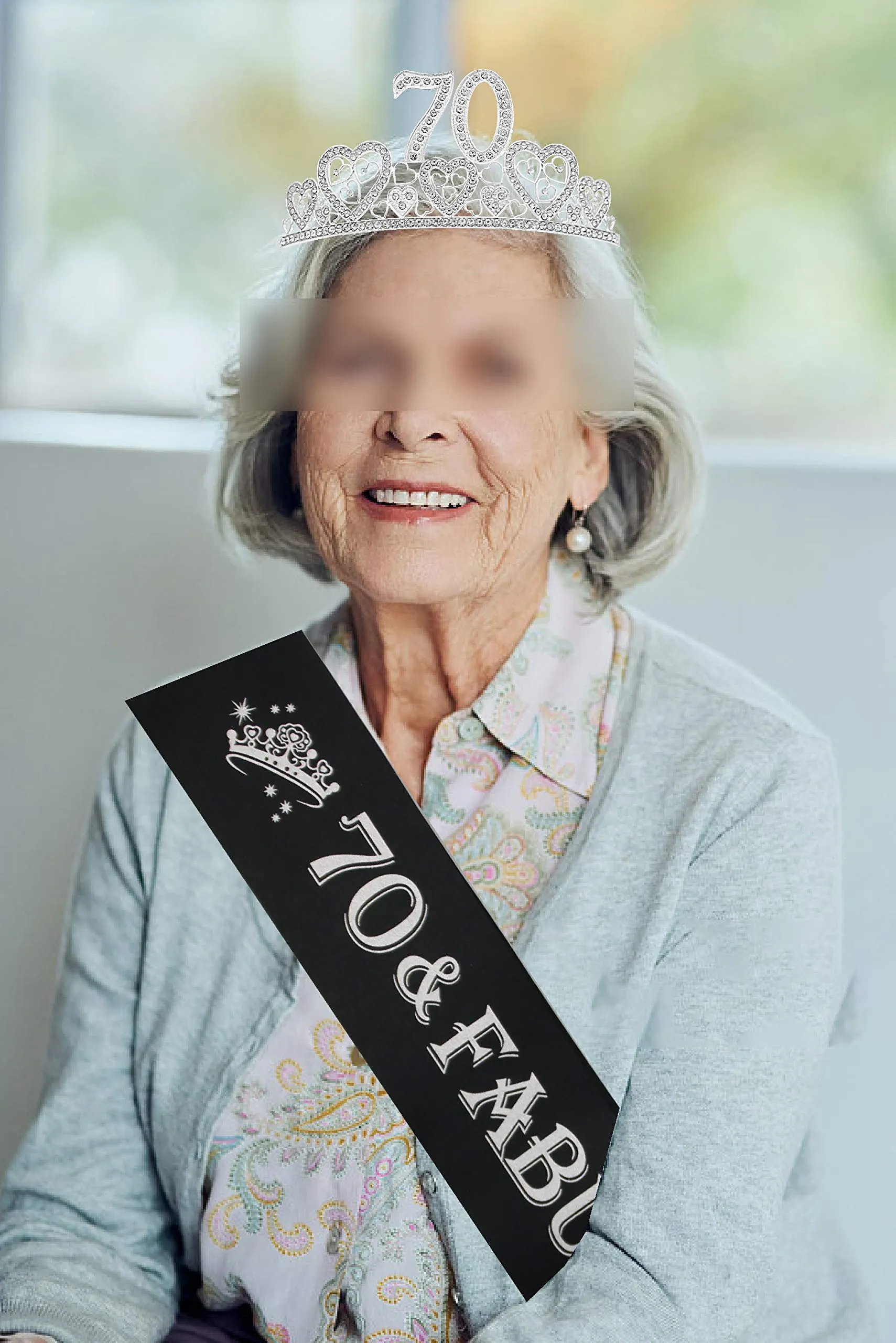 70th Birthday Gifts for Women, 70th Birthday Crown and Sash for Women, 70th Birthday