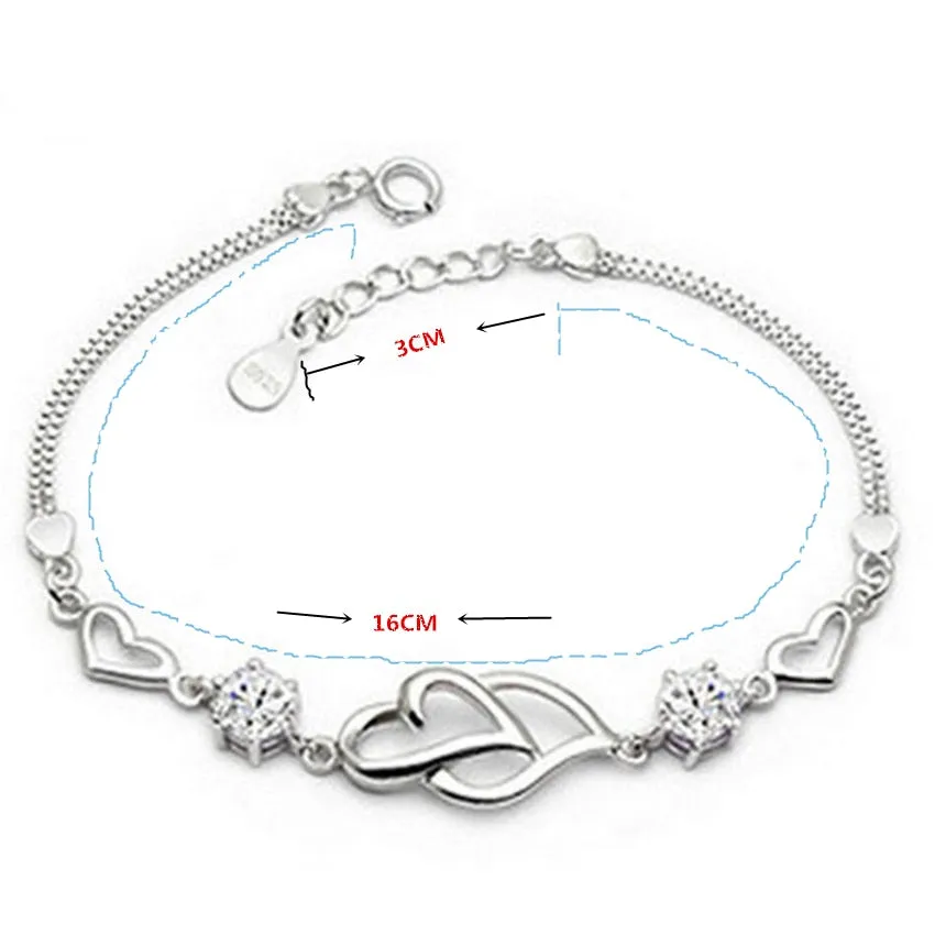 925 sterling silver heart bracelet
