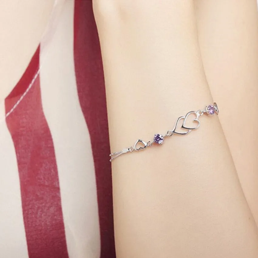 925 sterling silver heart bracelet