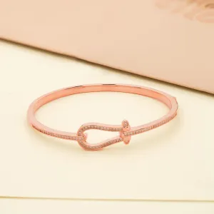 92.5 Sterling Silver Horse Shoe Flex Bracelet With Rose Gold Polish