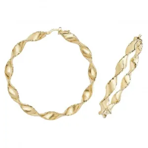 9ct Gold 50mm Diamond-Cut Hoop Earrings ER207