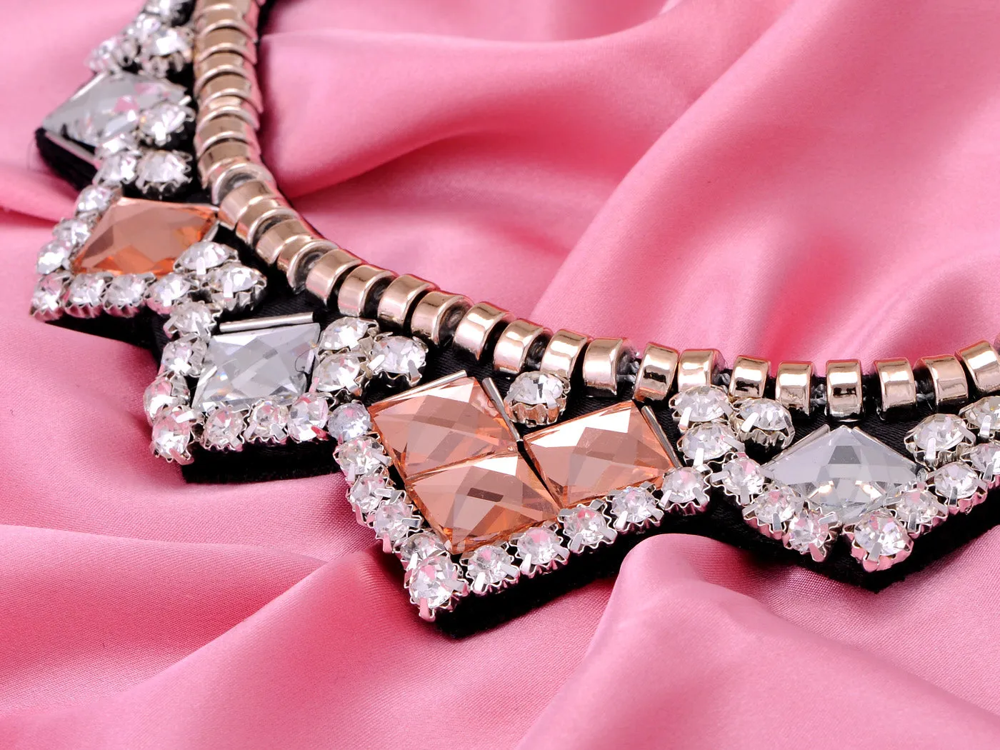 Accented Collar Necklace With And Amber Ss