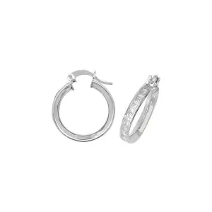 Acotis Silver Hoop Earrings Zirconia G5898