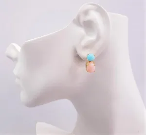 Amazonite & Pink Opal Separates Earrings