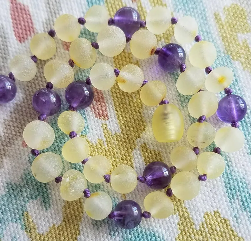 Amethyst   Buttermilk Baltic Amber Necklace