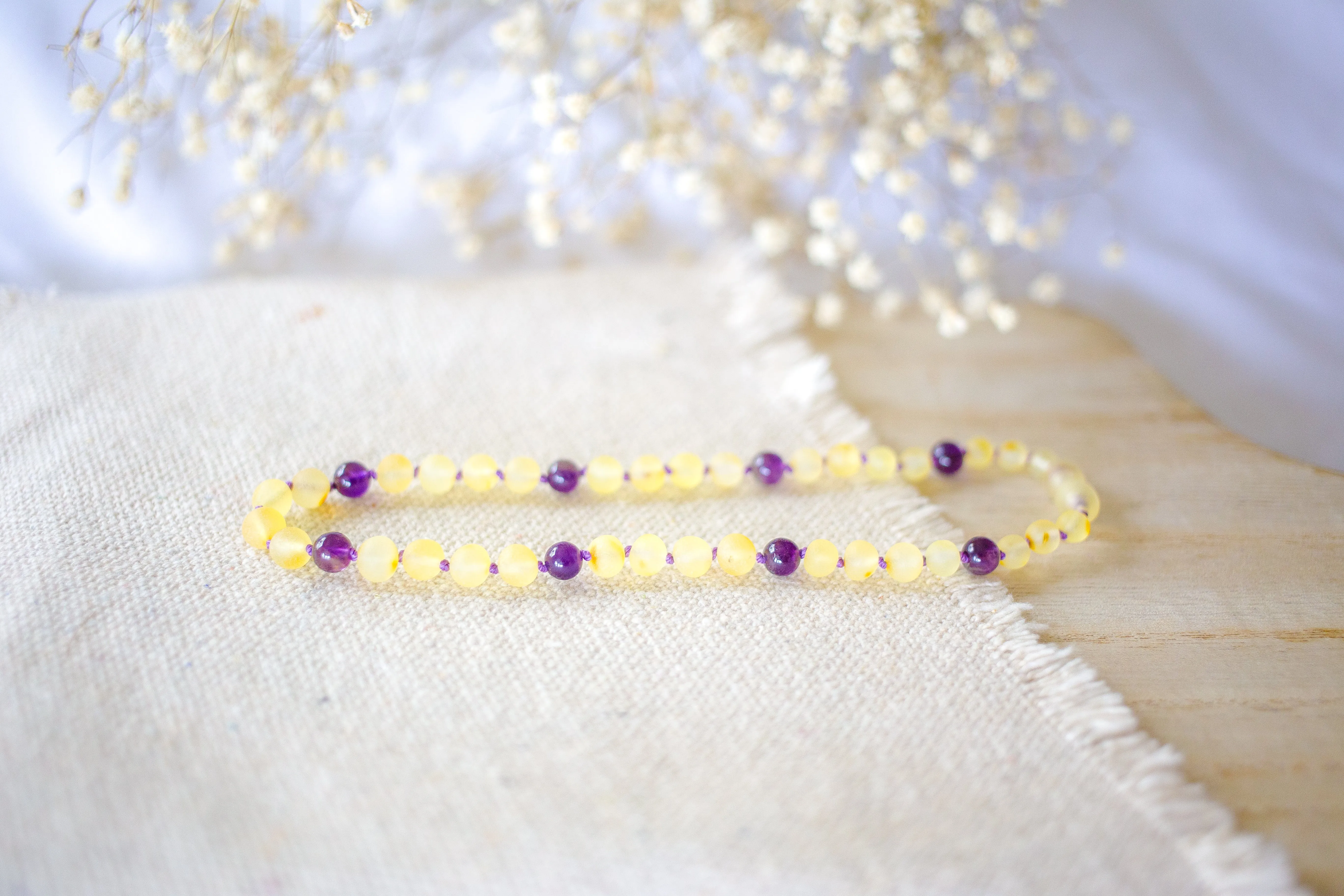 Amethyst   Buttermilk Baltic Amber Necklace