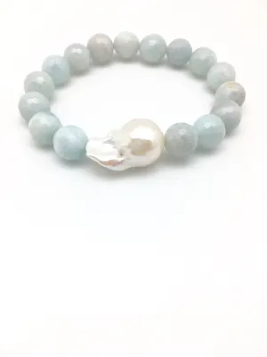 Annie baroque, aquamarine/white baroque pearl