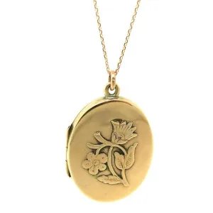 Antique Edwardian 1906 9ct Rose Gold Oval Locket Necklace