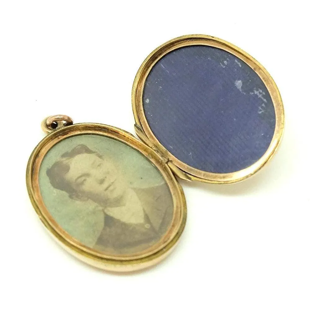 Antique Edwardian 1906 9ct Rose Gold Oval Locket Necklace
