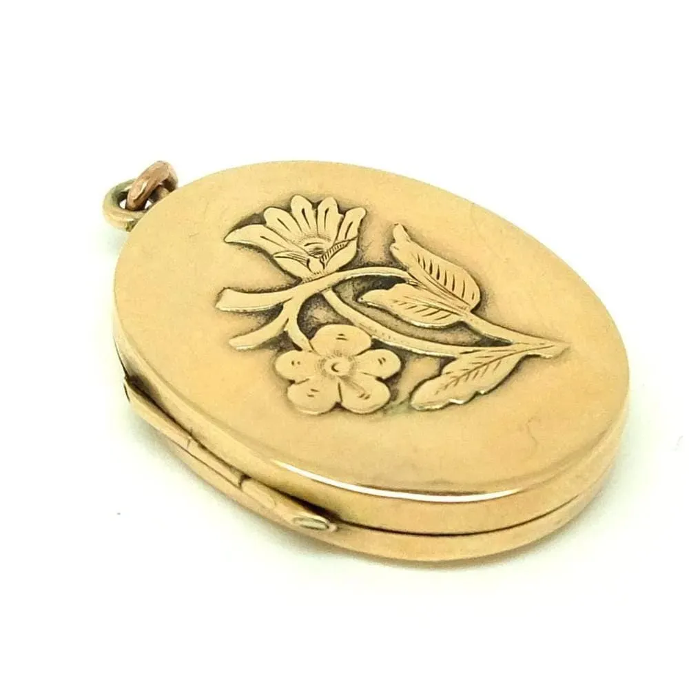 Antique Edwardian 1906 9ct Rose Gold Oval Locket Necklace