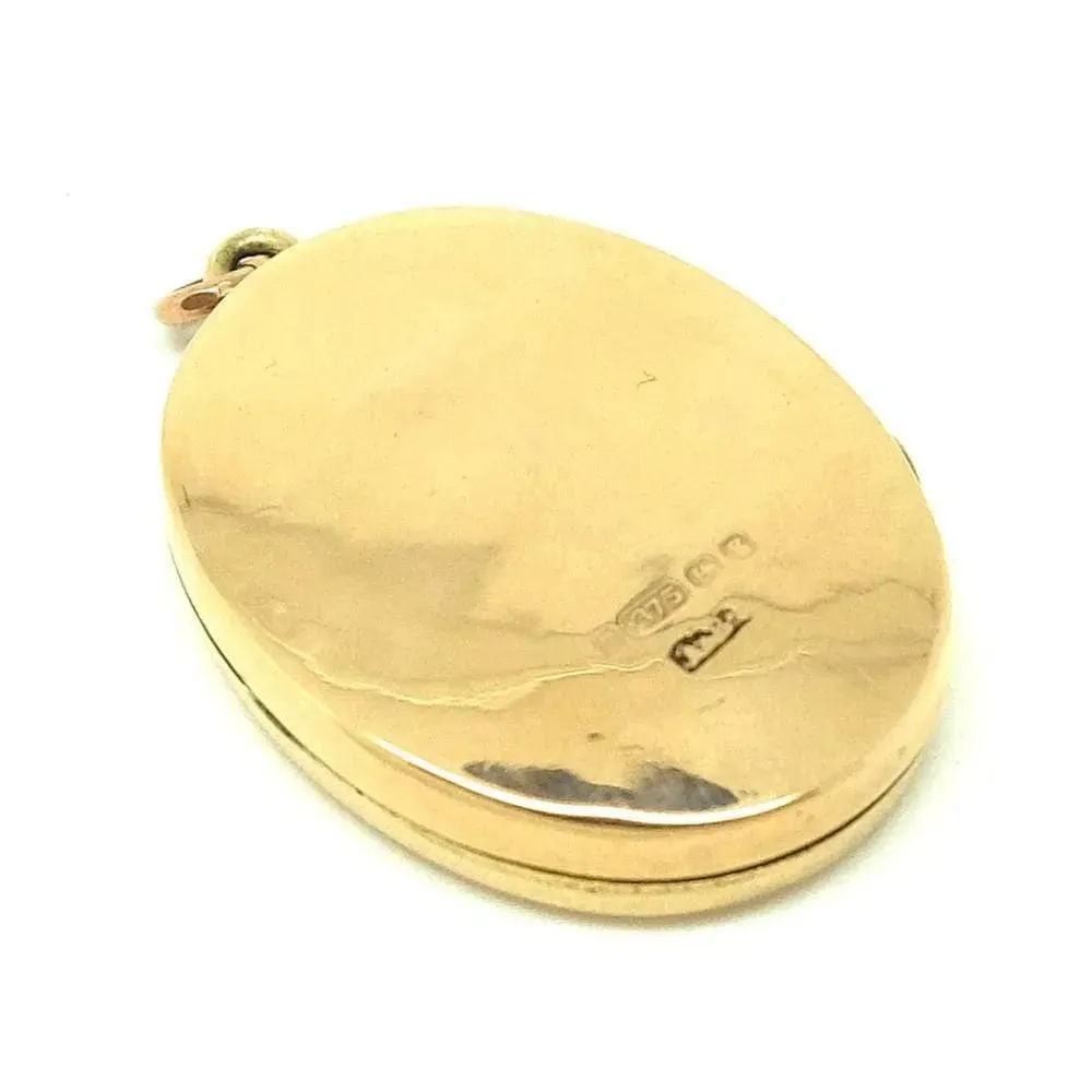 Antique Edwardian 1906 9ct Rose Gold Oval Locket Necklace