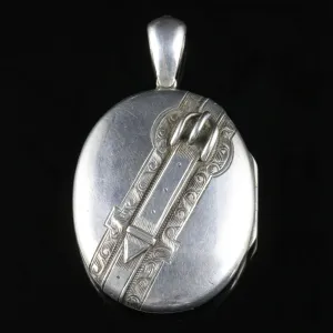 Antique Victorian Buckle Locket Silver Circa 1870