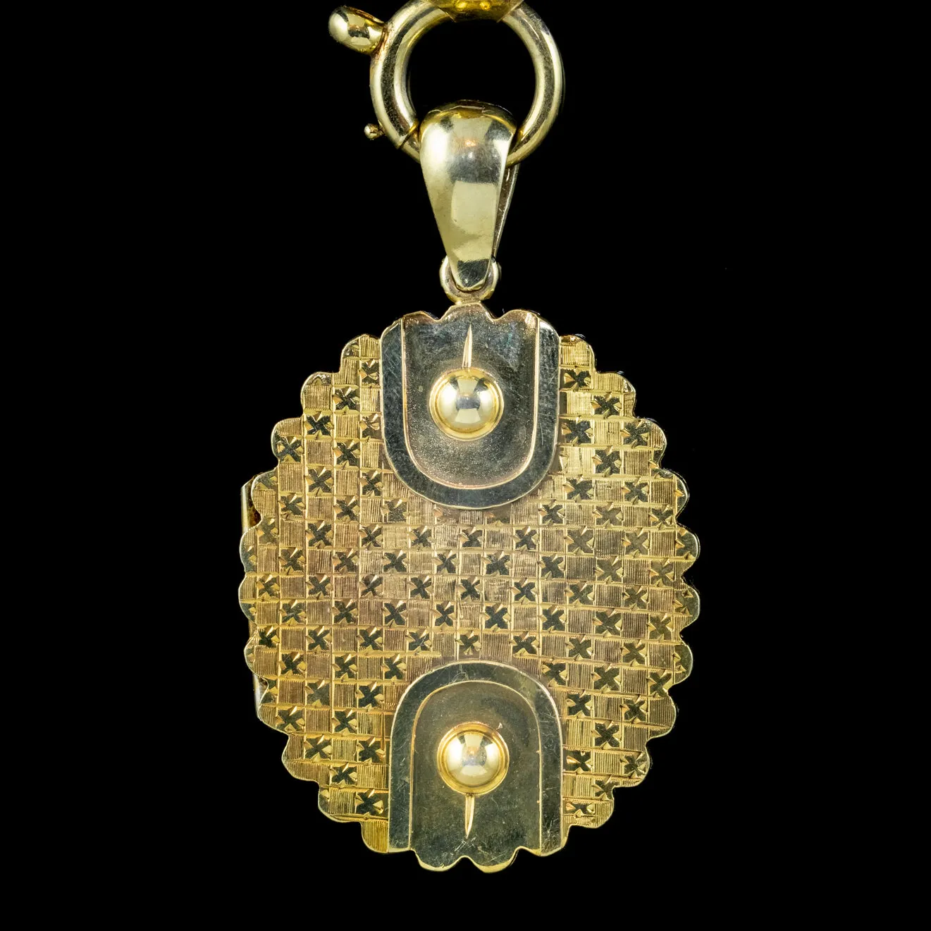 Antique Victorian Locket Collar Necklace Sterling Silver 18ct Gold Gilt Dated 1881