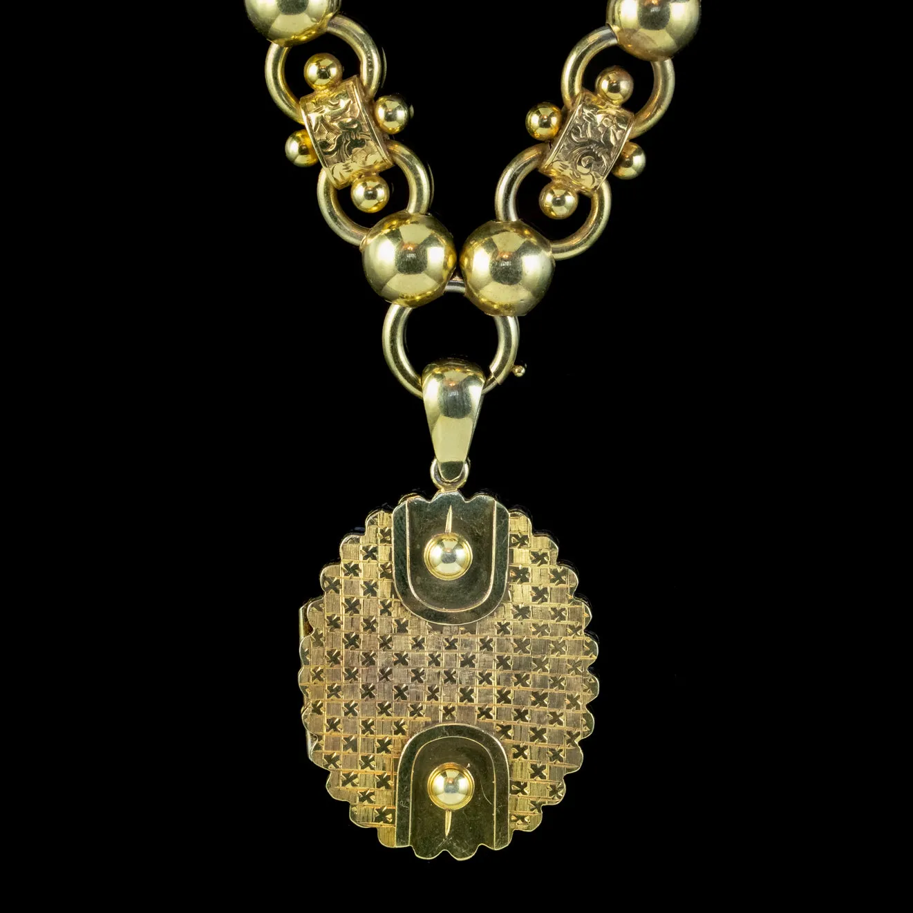 Antique Victorian Locket Collar Necklace Sterling Silver 18ct Gold Gilt Dated 1881