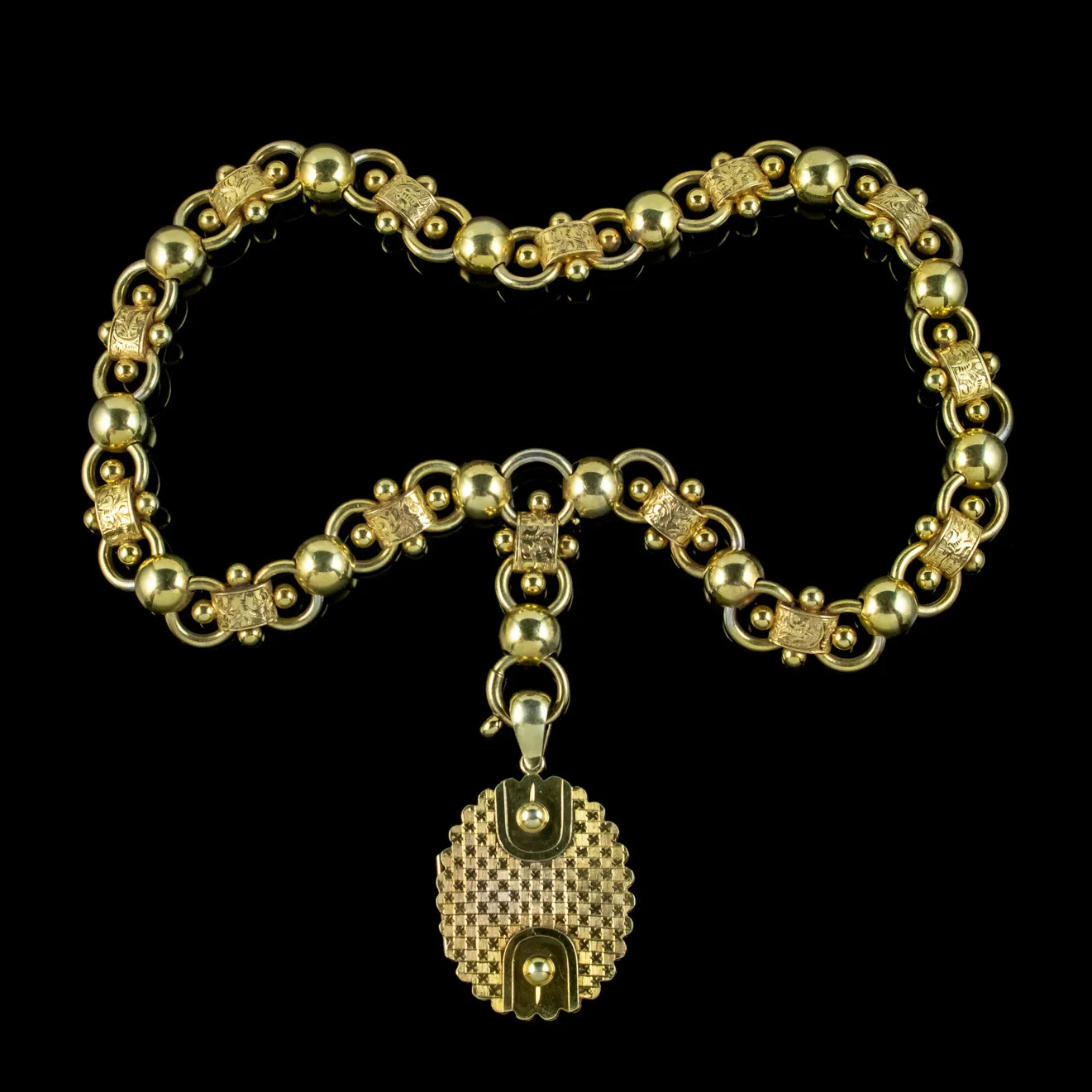 Antique Victorian Locket Collar Necklace Sterling Silver 18ct Gold Gilt Dated 1881