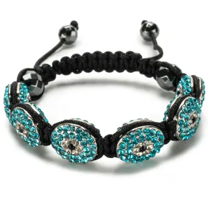Aquamarine Crystal Oval Shamballa Bracelet