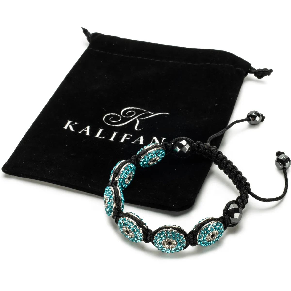 Aquamarine Crystal Oval Shamballa Bracelet
