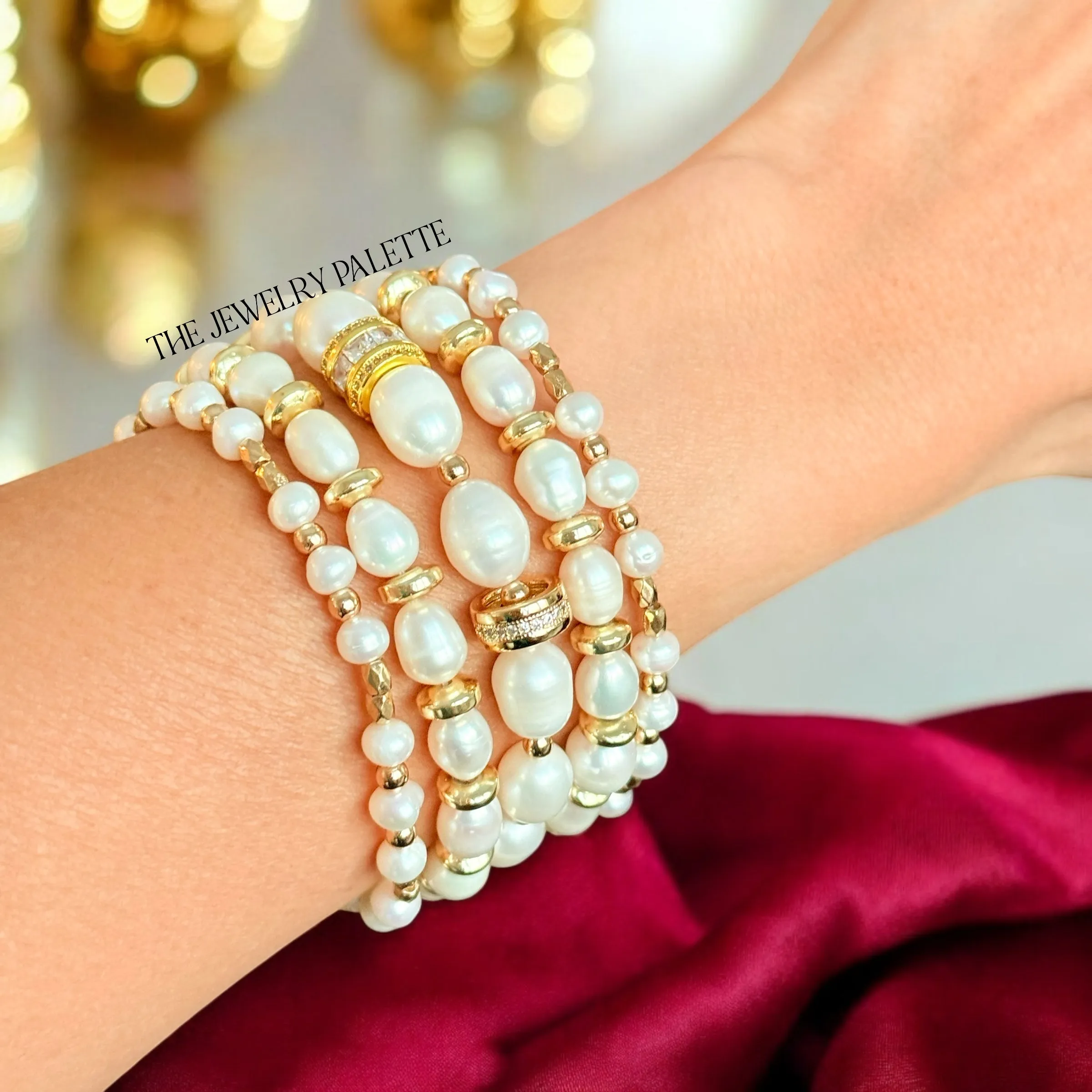 Asna white pearl cluster necklace