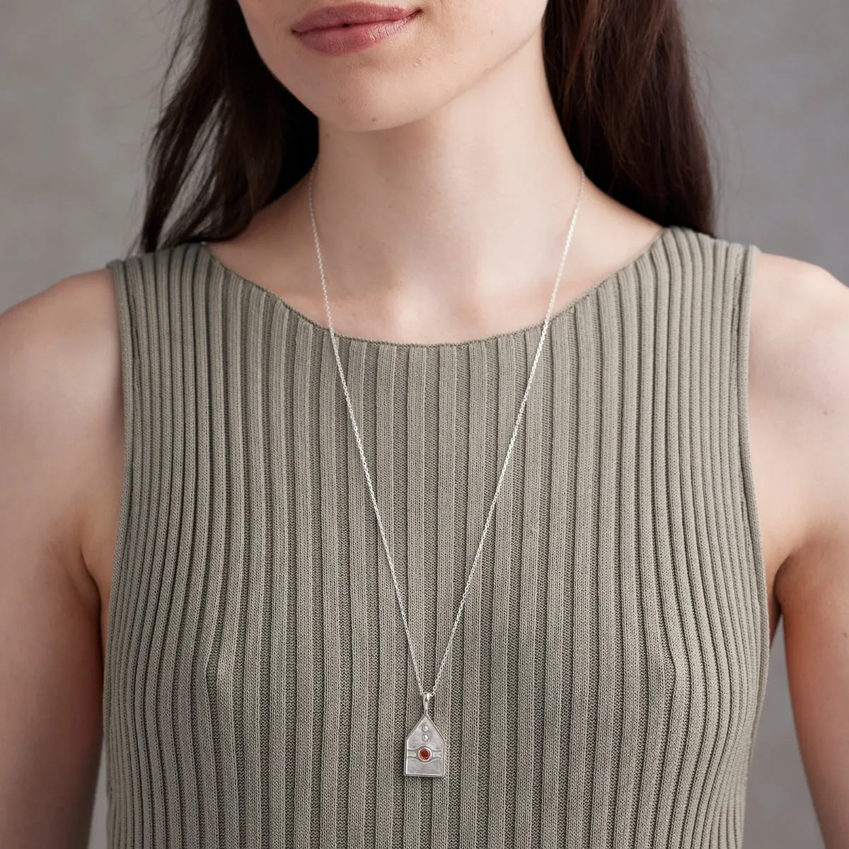 Athens Amulet Silver Sunstone Necklace