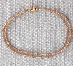 AVF Gold Orange Zircon Double Strand Beaded Bracelet