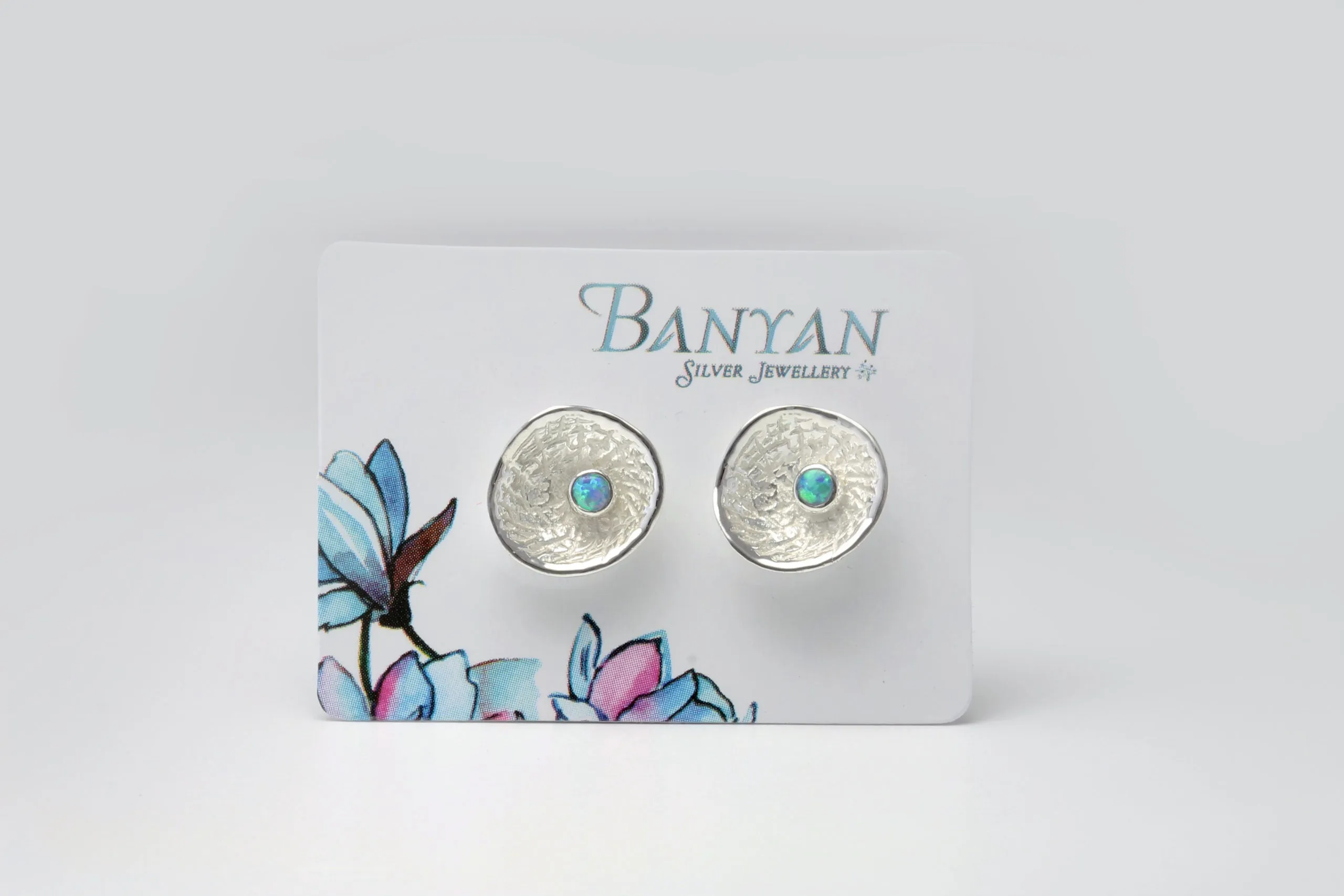 Banyan Silver Textured Opal Earrings