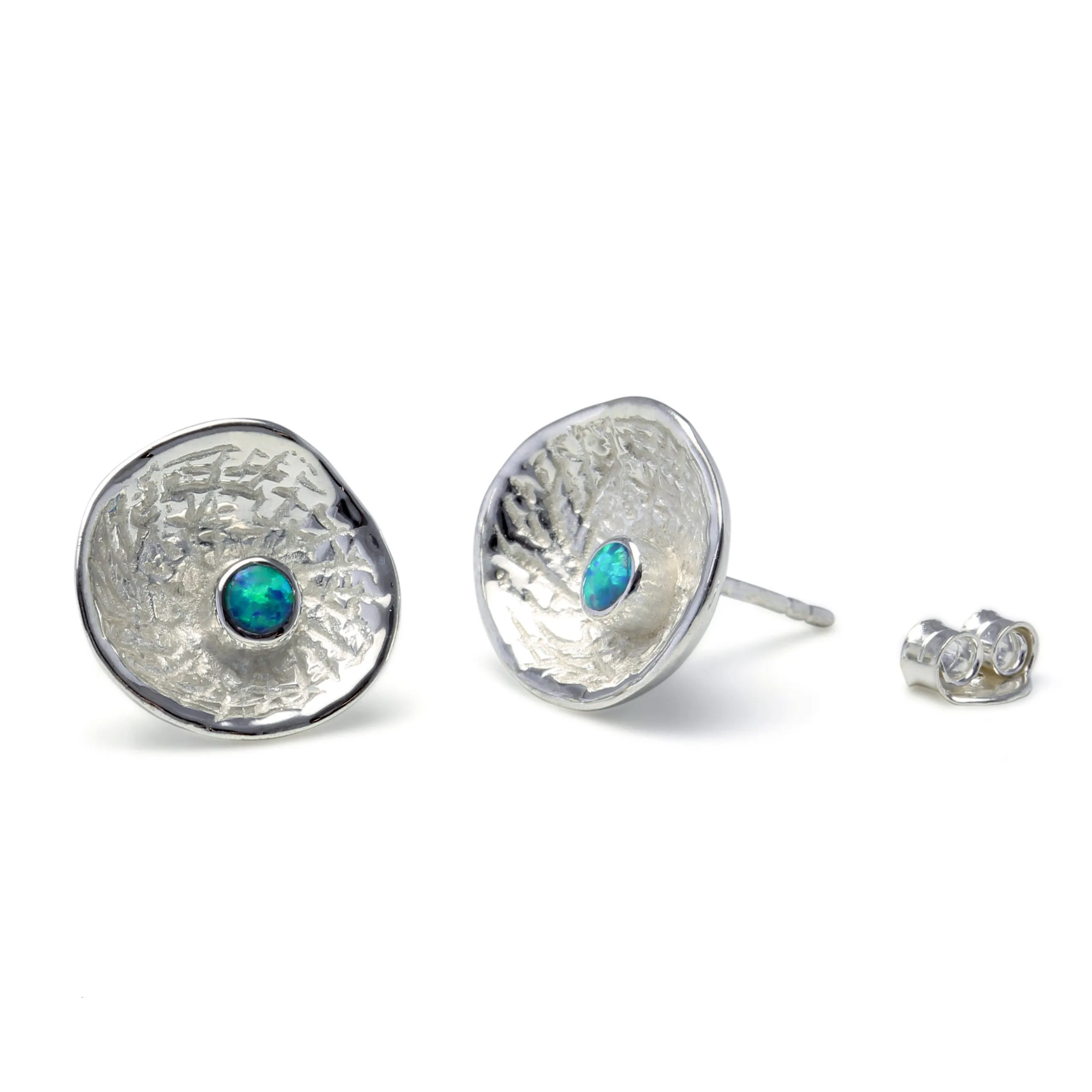 Banyan Silver Textured Opal Earrings