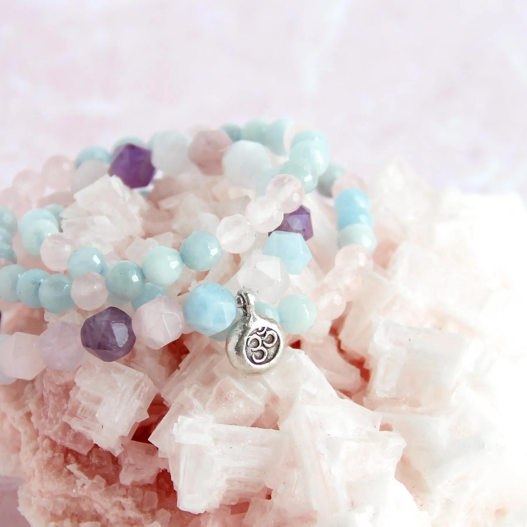 Be Still Stack | Om | Aquamarine, Rose Quartz, Amethyst