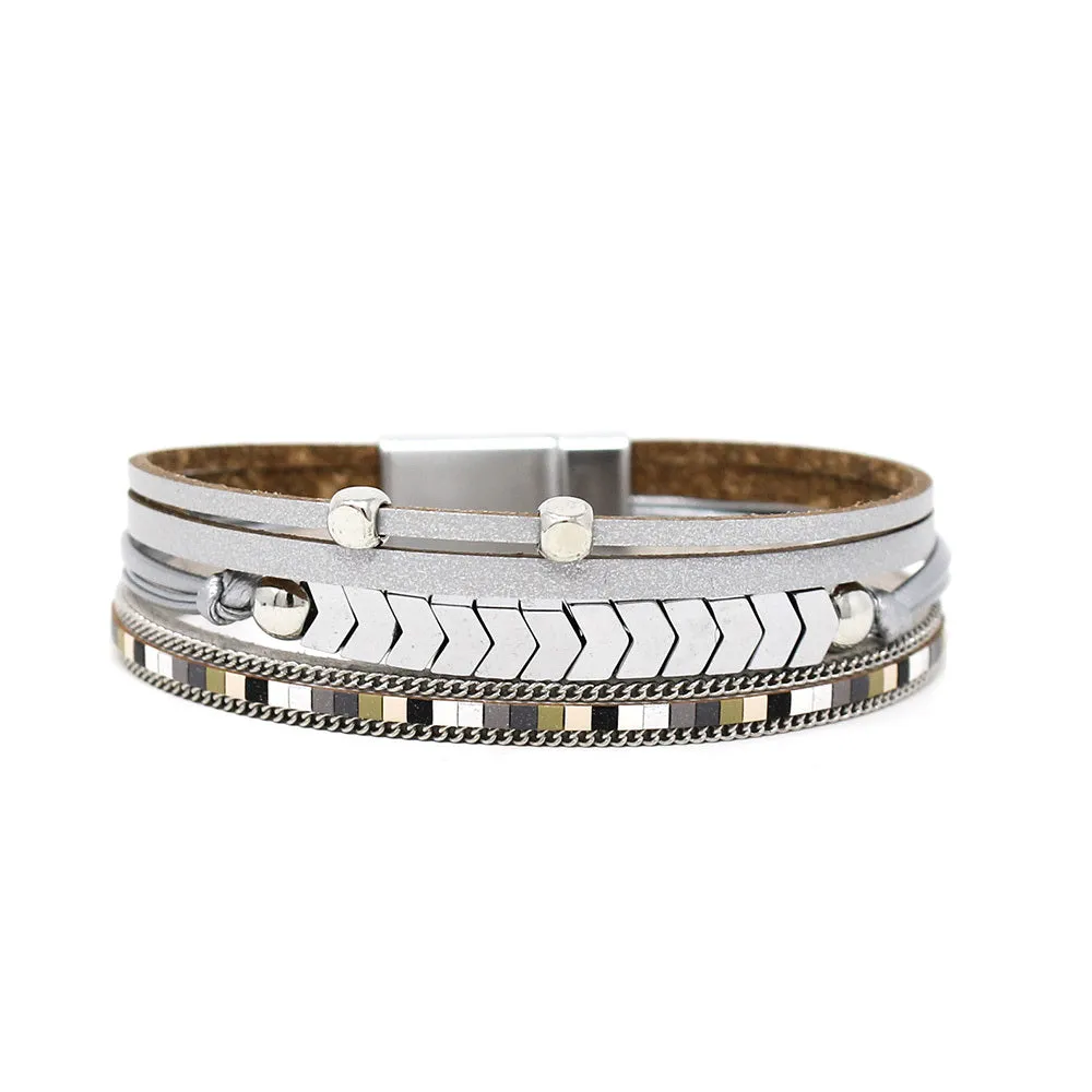 Beaded Multi-Strand Magnetic Wrap Bracelet