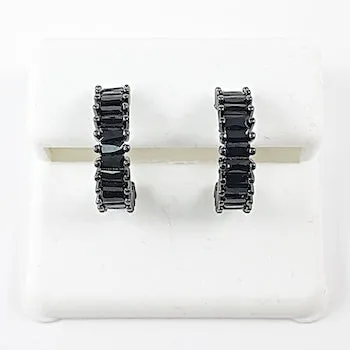 Beautiful Black CZ Cuff Hoop Brass Earrings