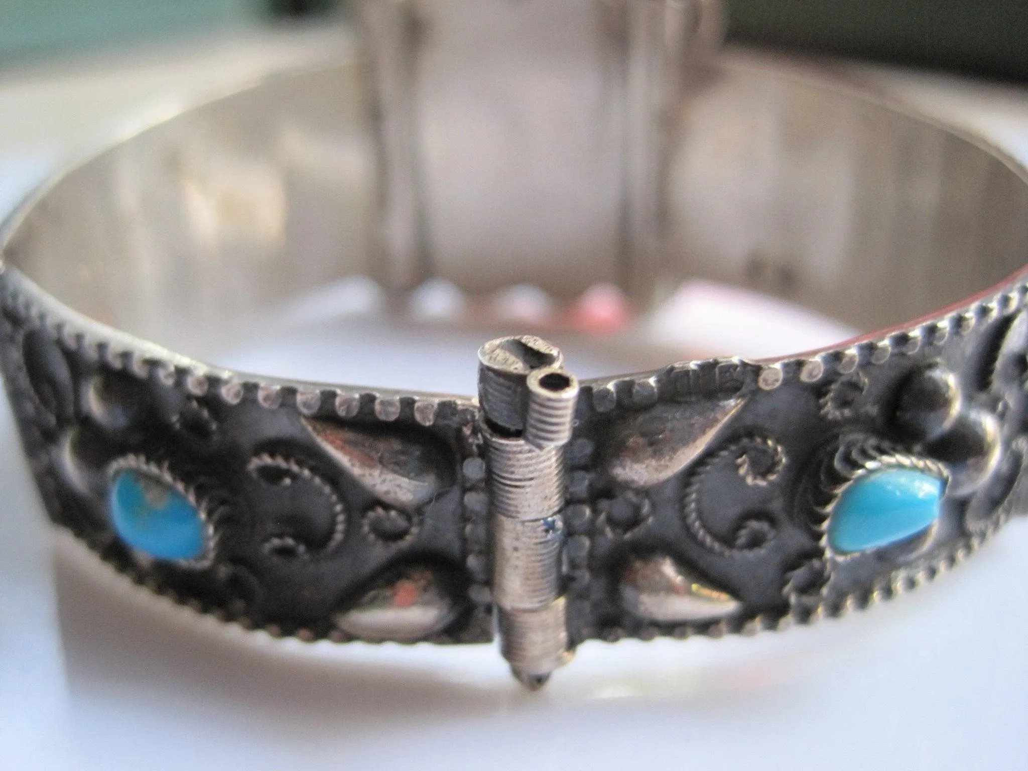 Beautiful Turquoise and Silver Egyptian Bracelet