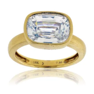 Bezel Set Modified Cushion-Cut Zircon Yellow Gold Ring