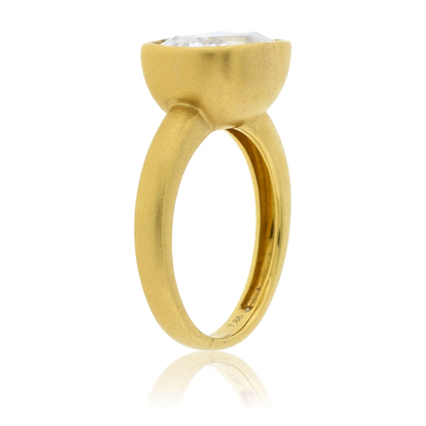 Bezel Set Modified Cushion-Cut Zircon Yellow Gold Ring