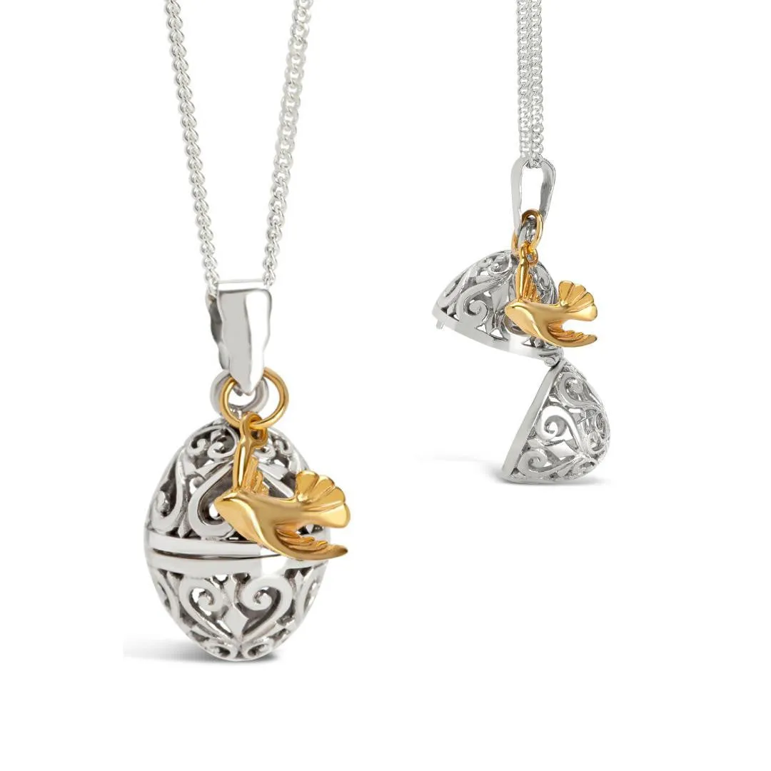 Bird Locket | White Gold