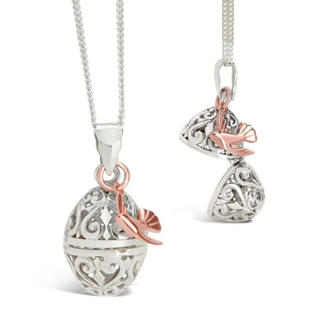 Bird Locket | White Gold