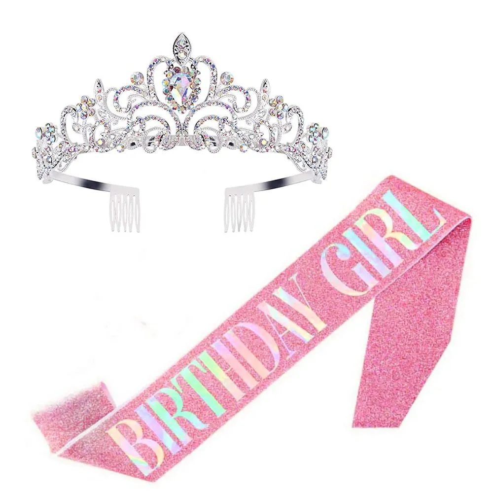 Birthday Girl Tiara & Sash set - Pink
