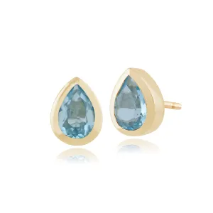 Blauer Topas Ohrringe, 9ct Gelbgold 1.04ct Blauer Topas Ohrstecker